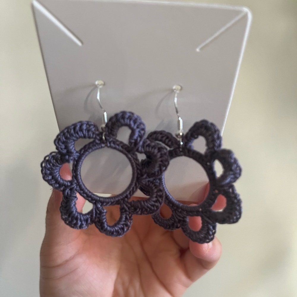 Elegant Handmade Crochet Flower Earrings